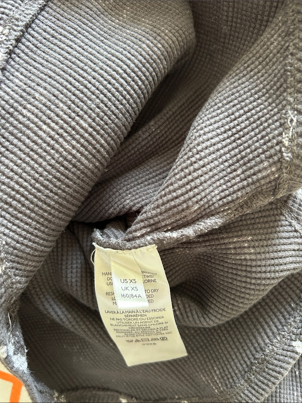 Free People Black Patterned Mock Neck Thermal Top with Multicolor Cuffs - Picture 3 of 3